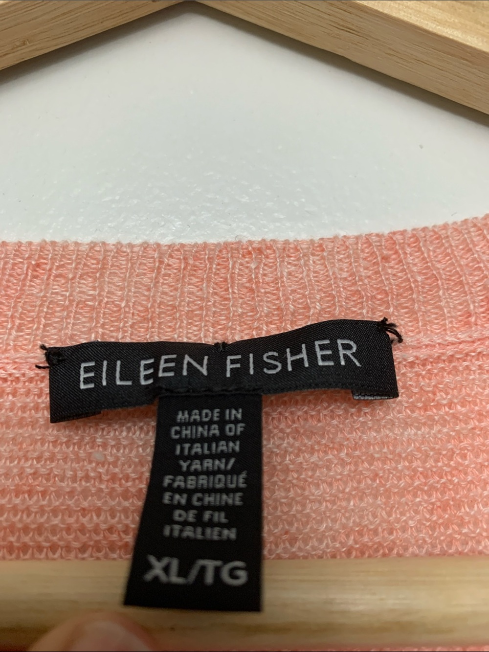 Eileen Fisher Peach Knit Crewneck Top XL 100 percent organic linen. New. - Picture 3 of 9